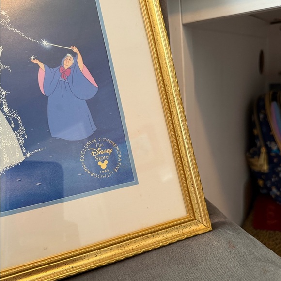 Vintage 1995 Disney Store Cinderella Lithograph Framed Art Print - Picture 2 of 5